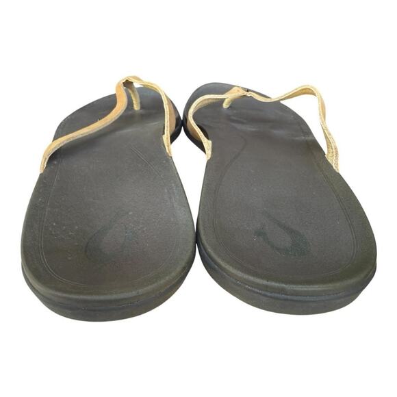 Olukai Ho'Opio Slide Sandal Flip Flop Brown Leather Women size 8 - Picture 4 of 6